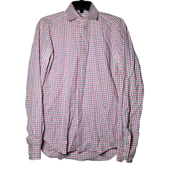 Culturata Gingham Plaid Tailored Fit Button Up Long Sleeve Shirt M 15 3/4 40 - Picture 1 of 8